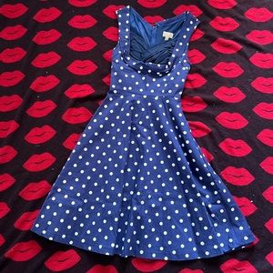 NWT lindy bop navy blue polka dot Ophelia retro dress XS